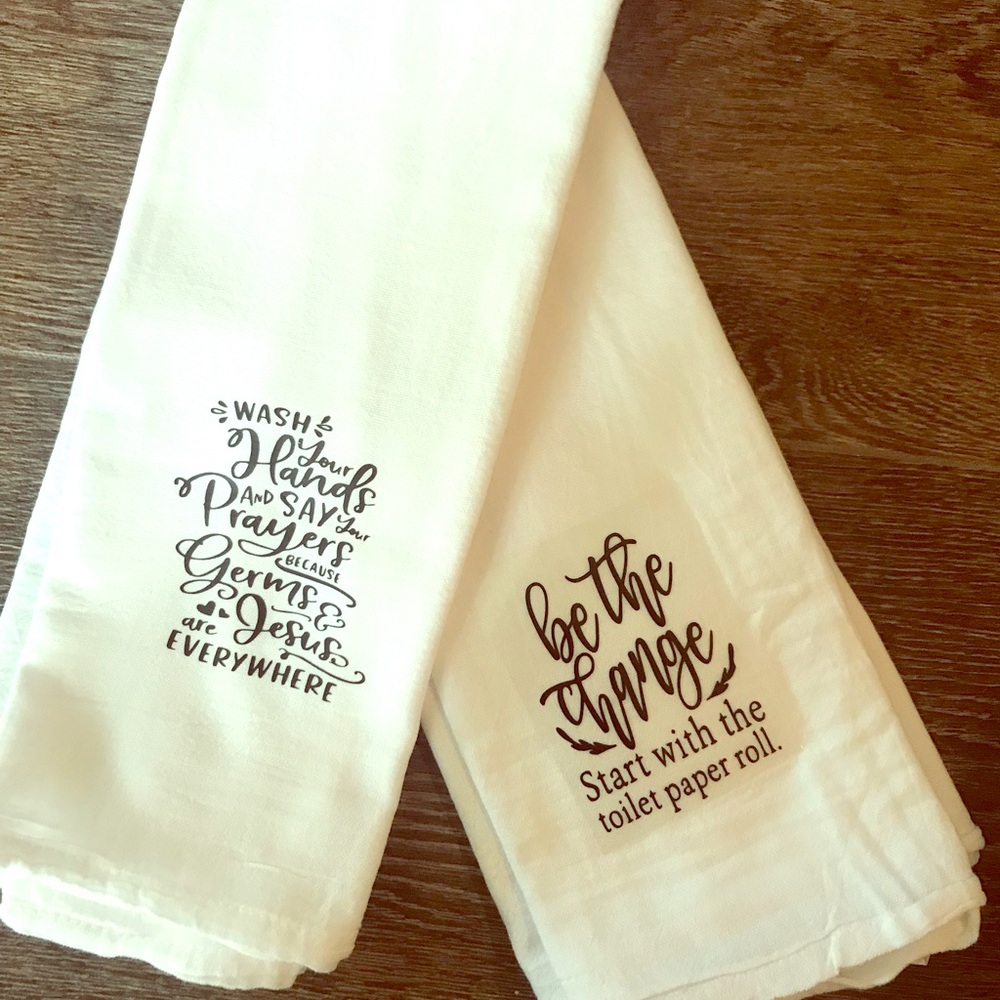 Funny bathroom Flour Sack Towels